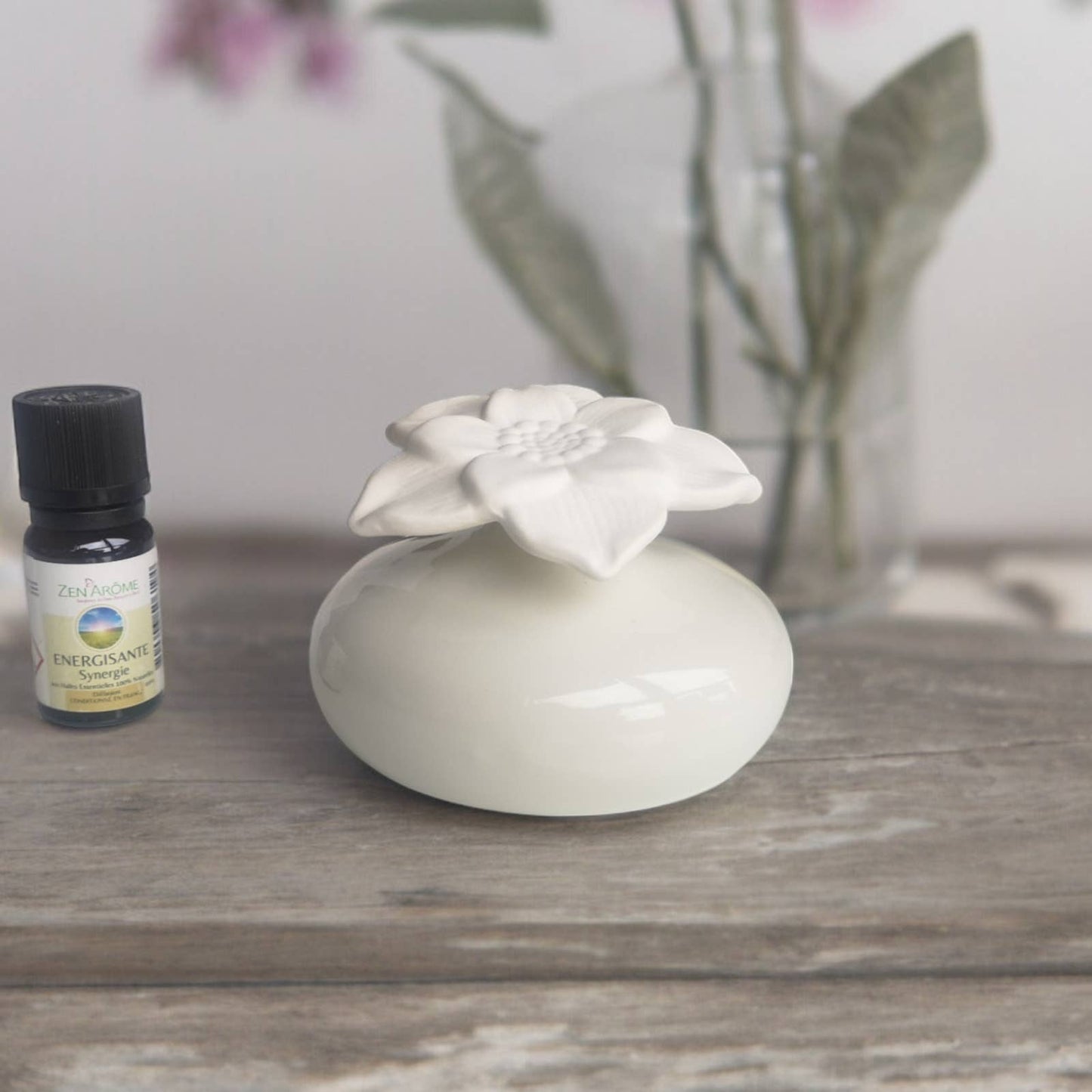 Keramik Diffusor mit Gipsblume - Narzisse weiss