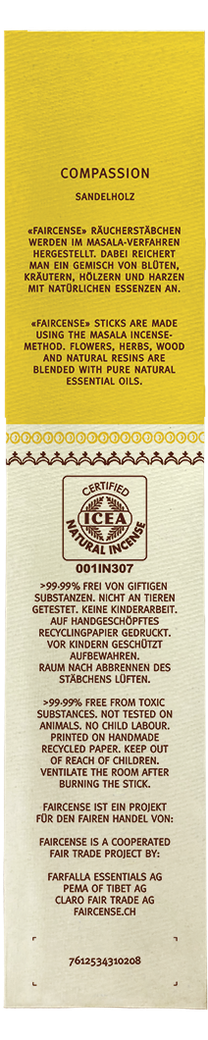 Sandelholz - Compassion, Faircense Räucherstäbchen, farfalla