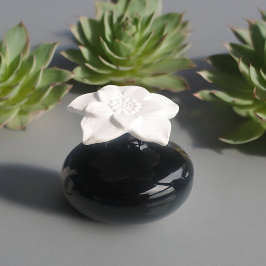 Keramik-Duftdiffusor mit Gipsblume – Narzisse schwarz